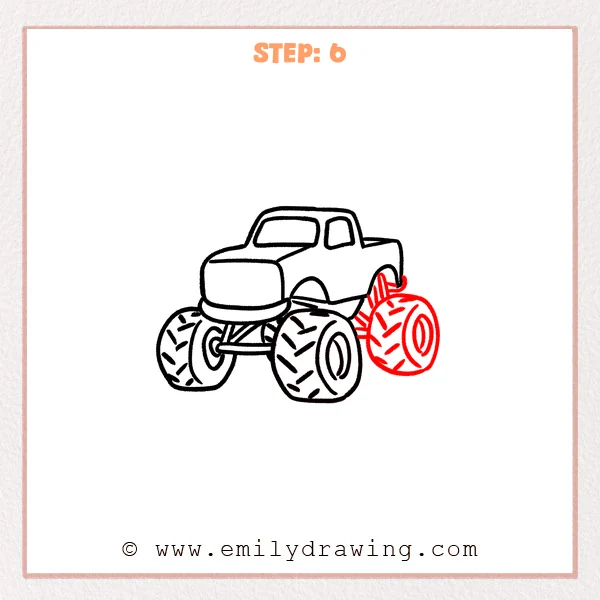 how to draw a monster truck - Step 6